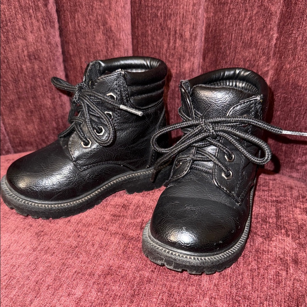 Children's Black Lace-Up Boots